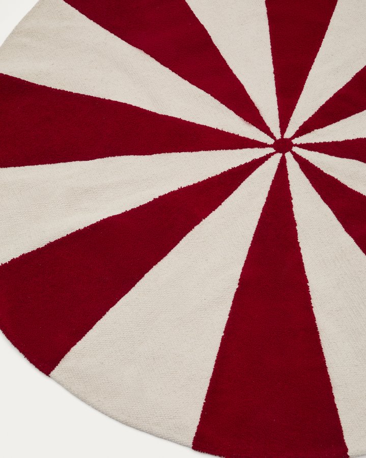 KAVE HOME Wirla beige og rd, 100% bomuldstppe, 100 cm