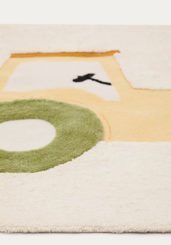 KAVE HOME Pecky beige, 100 % bomuldstppe med traktorfunktion, 90 x 150 cm