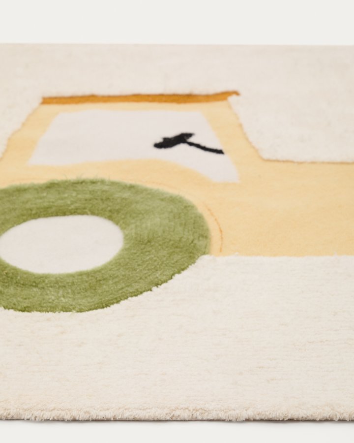 KAVE HOME Pecky beige, 100 % bomuldstppe med traktorfunktion, 90 x 150 cm