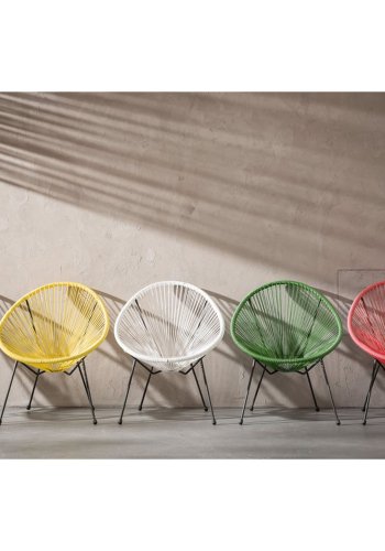 KARE DESIGN Acapulco Yellow lnestol/havestol - gul polyethylen og stl