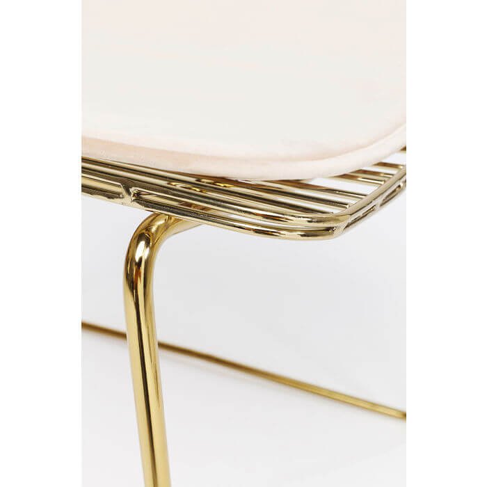 KARE DESIGN Solo spisebordsstol - guldfarvet stl m. hynde af lyst kunstlder 