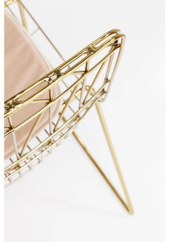 KARE DESIGN Solo spisebordsstol - guldfarvet stl m. hynde af lyst kunstlder 