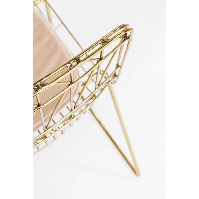 KARE DESIGN Solo spisebordsstol - guldfarvet stl m. hynde af lyst kunstlder 