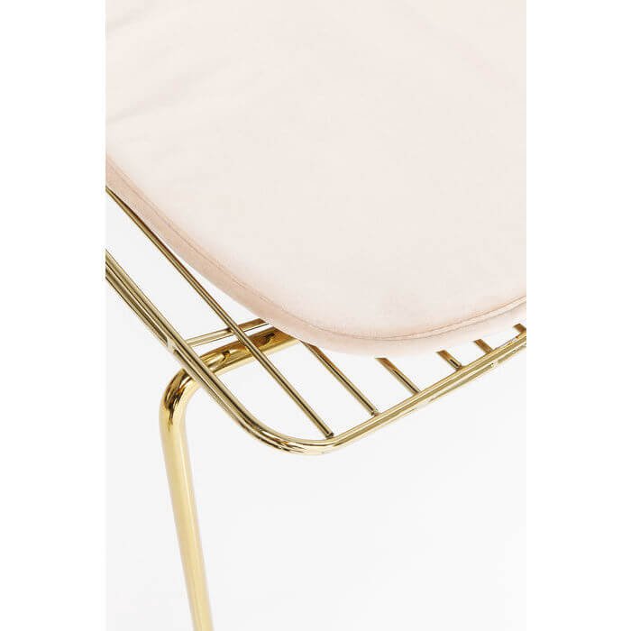 KARE DESIGN Solo spisebordsstol - guldfarvet stl m. hynde af lyst kunstlder 