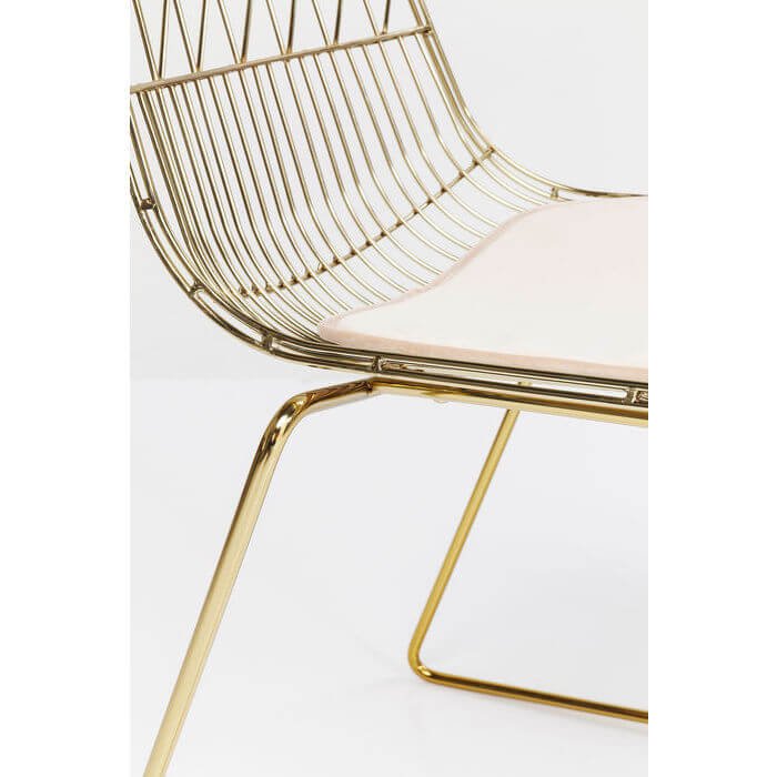 KARE DESIGN Solo spisebordsstol - guldfarvet stl m. hynde af lyst kunstlder 