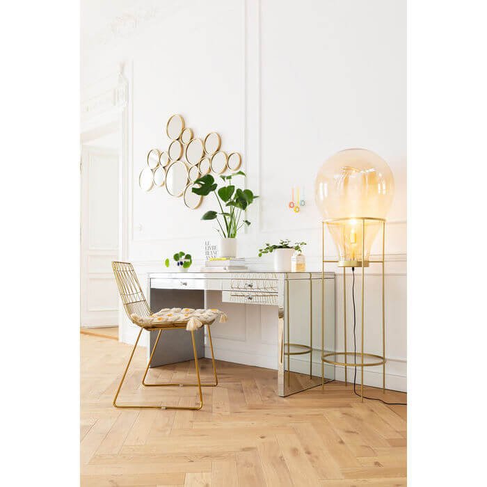 KARE DESIGN Solo spisebordsstol - guldfarvet stl m. hynde af lyst kunstlder 