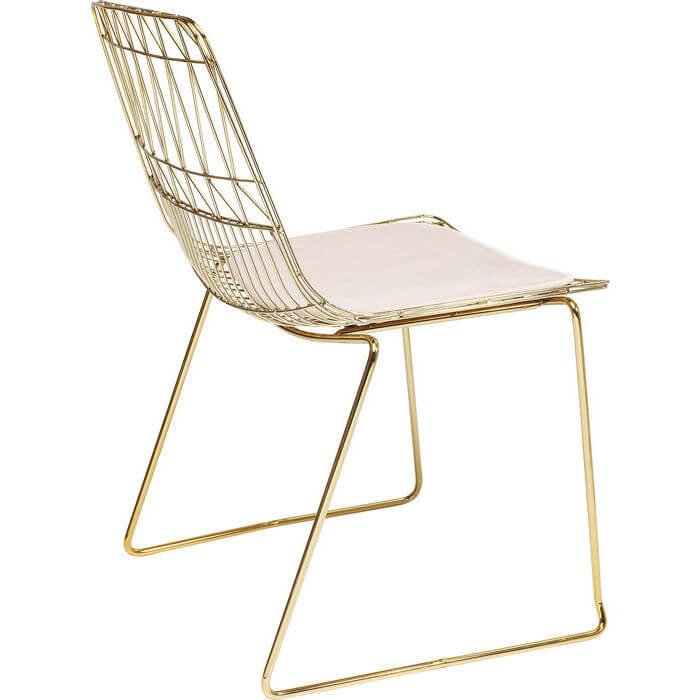 KARE DESIGN Solo spisebordsstol - guldfarvet stl m. hynde af lyst kunstlder 