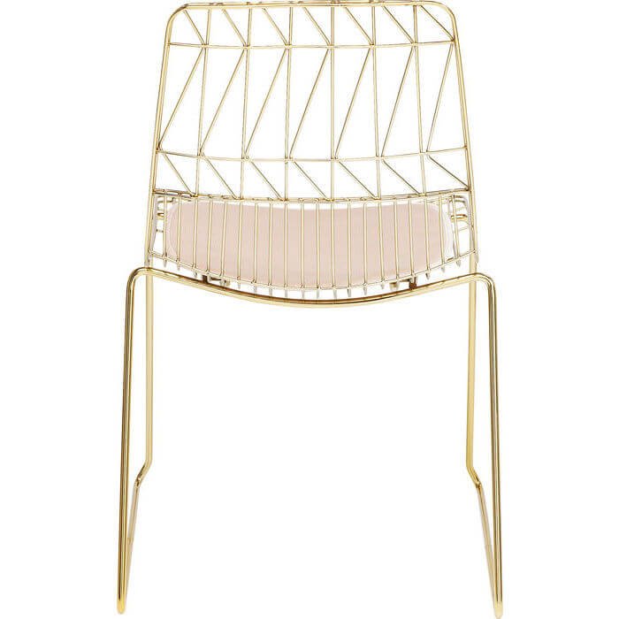 KARE DESIGN Solo spisebordsstol - guldfarvet stl m. hynde af lyst kunstlder 