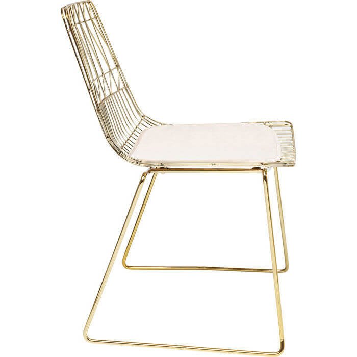 KARE DESIGN Solo spisebordsstol - guldfarvet stl m. hynde af lyst kunstlder 