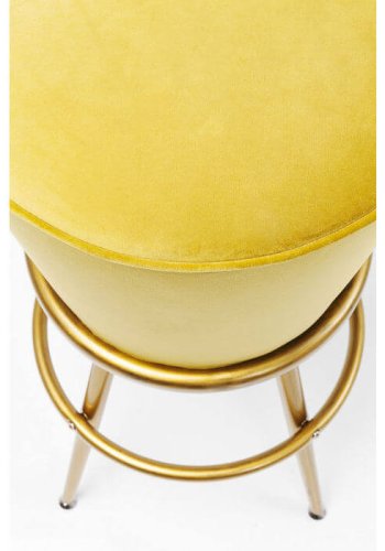 KARE DESIGN Lady Rock barstol - gult stof/PU m. stlben, m. fodsttte, rundt (:48)