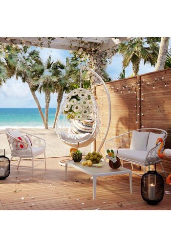 KARE DESIGN Ibiza White hngestol - hvid polyester, polyrattan og stl