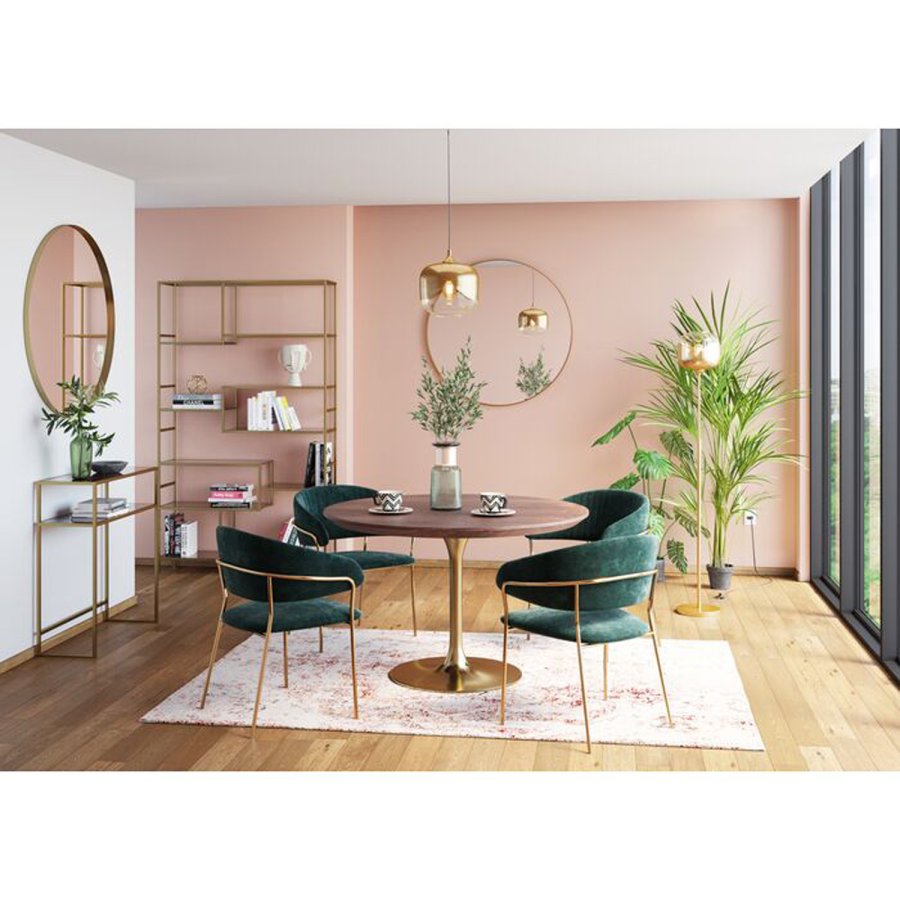 KARE DESIGN Table Invitation Set Walnut Brass 90cm