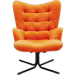 KARE DESIGN Oscar Velvet Orange drejestol, m. armln - orange fljl polyester og stl