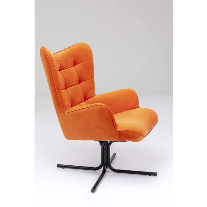 KARE DESIGN Oscar Velvet Orange drejestol, m. armln - orange fljl polyester og stl