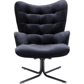 KARE DESIGN Oscar Velvet Black drejestol, m. armln - sort fljl polyester og stl