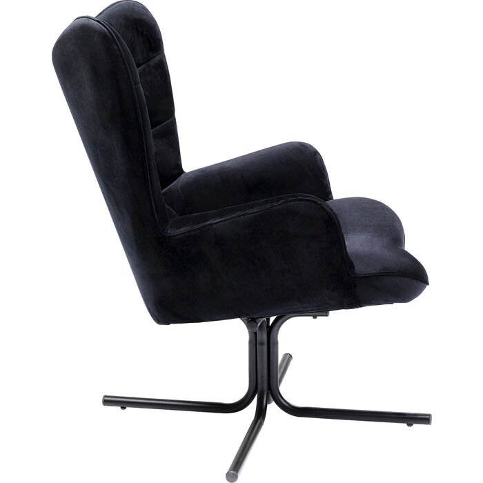 KARE DESIGN Oscar Velvet Black drejestol, m. armln - sort fljl polyester og stl