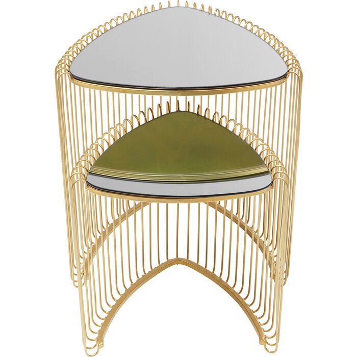 KARE DESIGN Wire Triangle Gold sidebord, trekantet - spejlglas og guld stl (st af 2)