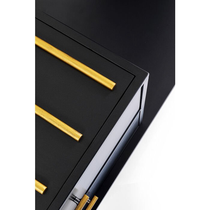 KARE DESIGN La Gomera garderobeskab, m. 1 lge og 2 skuffer - klar glas, sort MDF, messing/sort stl