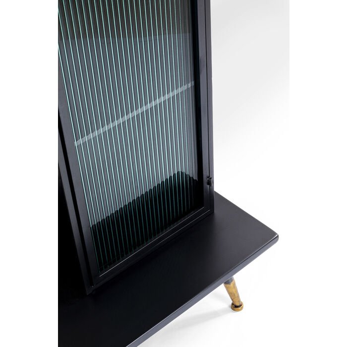 KARE DESIGN La Gomera garderobeskab, m. 1 lge og 2 skuffer - klar glas, sort MDF, messing/sort stl