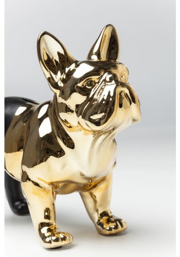 KARE DESIGN Bulldog sparebsse - guld og sort stentj