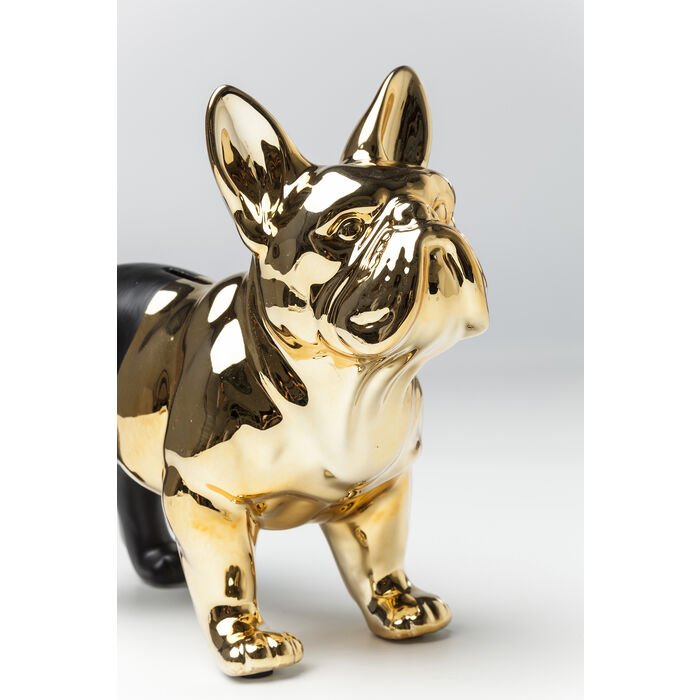 KARE DESIGN Bulldog sparebsse - guld og sort stentj