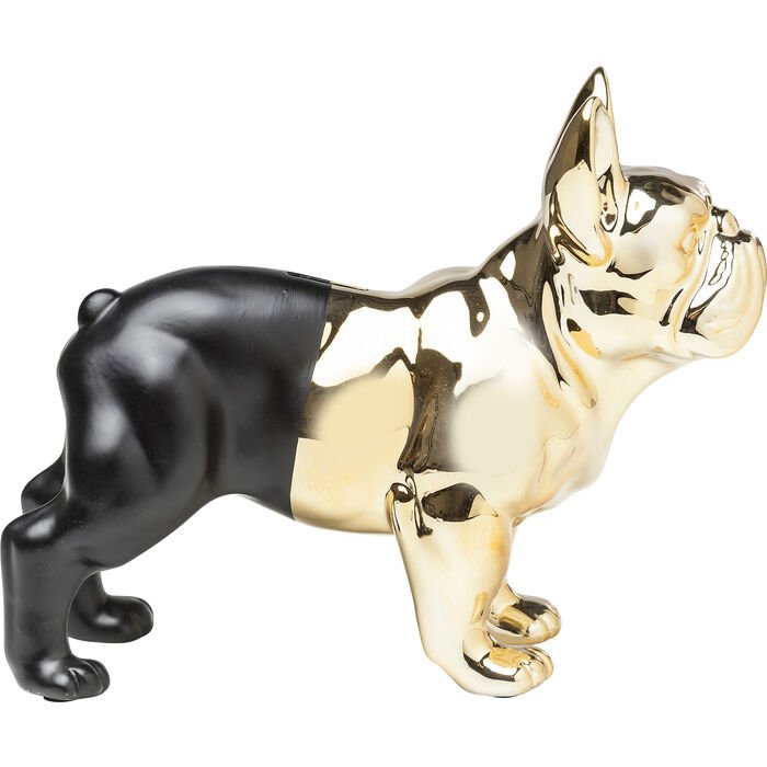 KARE DESIGN Bulldog sparebsse - guld og sort stentj