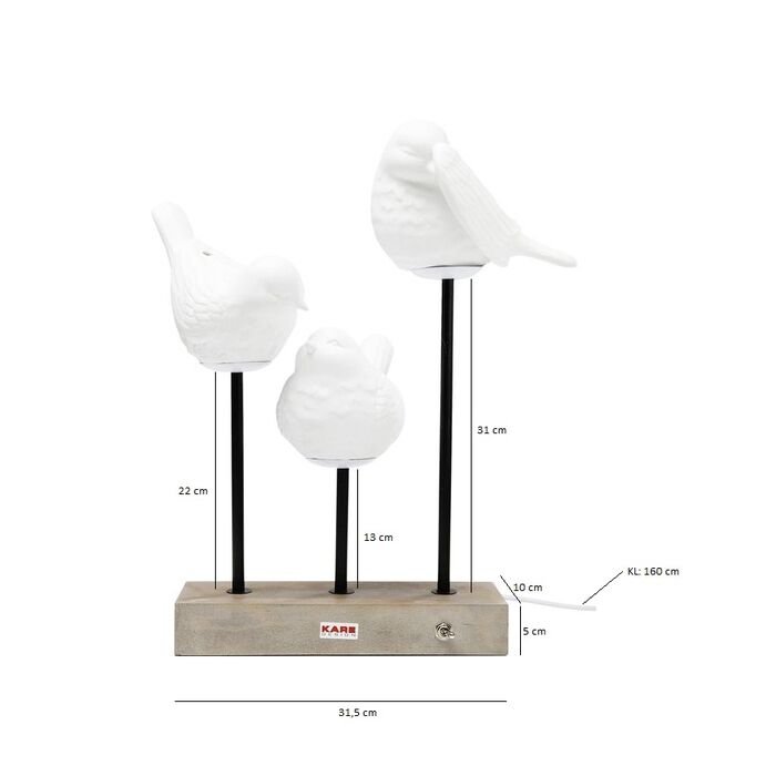 KARE DESIGN Animal Birds LED bordlampe - hvid porceln og beton