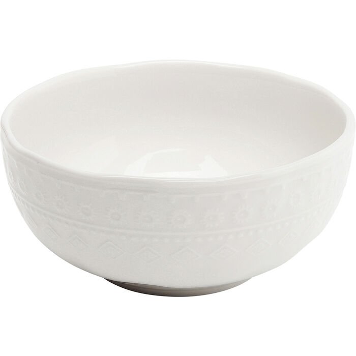 KARE DESIGN Karma skl, m. reliefmnster, rund - hvid keramik (15)