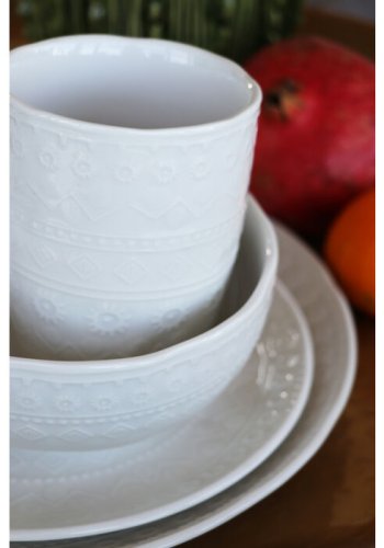 KARE DESIGN Karma skl, m. reliefmnster, rund - hvid keramik (15)