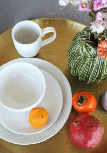 KARE DESIGN Karma skl, m. reliefmnster, rund - hvid keramik (15)