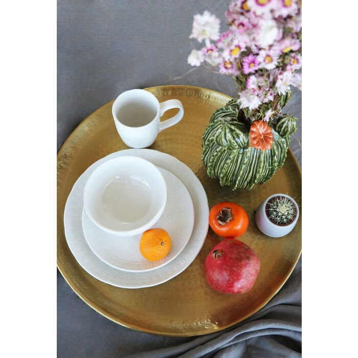 KARE DESIGN Karma middagstallerken, m. reliefmnster, rund - hvid keramik (22)