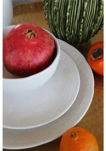 KARE DESIGN Karma middagstallerken, m. reliefmnster, rund - hvid keramik (22)