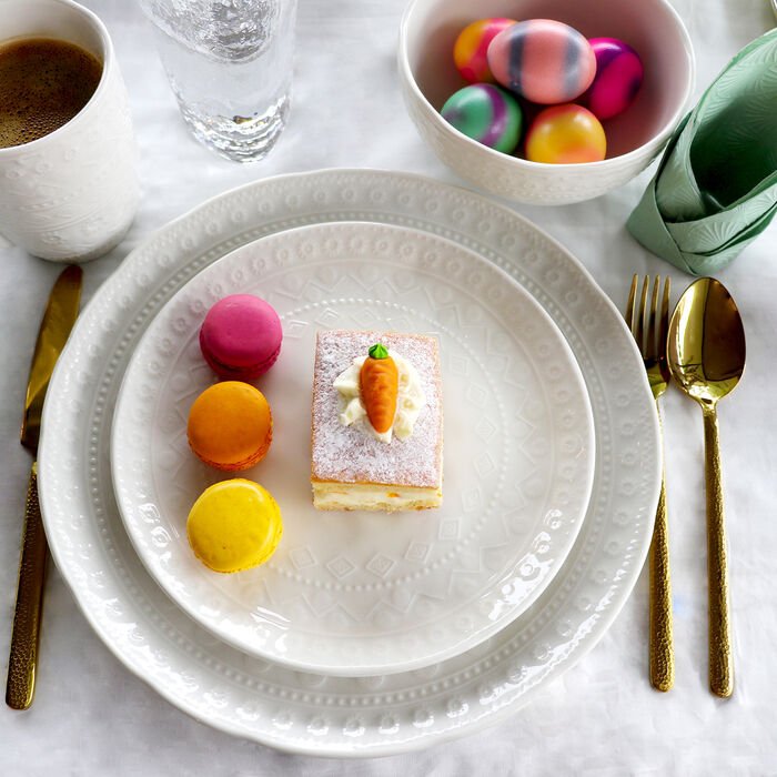 KARE DESIGN Karma middagstallerken, m. reliefmnster, rund - hvid keramik (22)