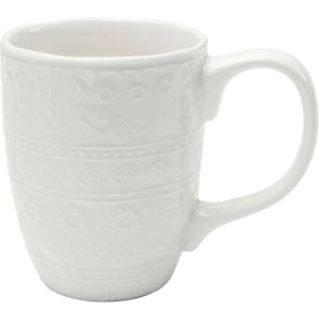 KARE DESIGN Karma krus, m. reliefmnster, rund - hvid keramik (H:9)