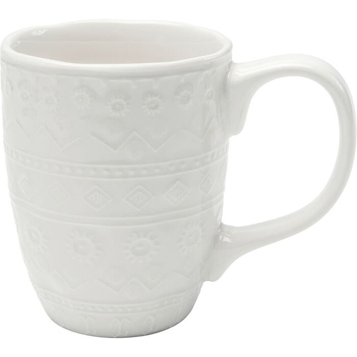 KARE DESIGN Karma krus, m. reliefmnster, rund - hvid keramik (H:9)