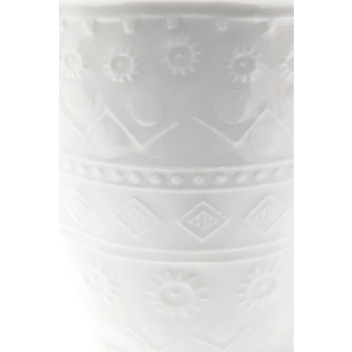 KARE DESIGN Karma krus, m. reliefmnster, rund - hvid keramik (H:9)