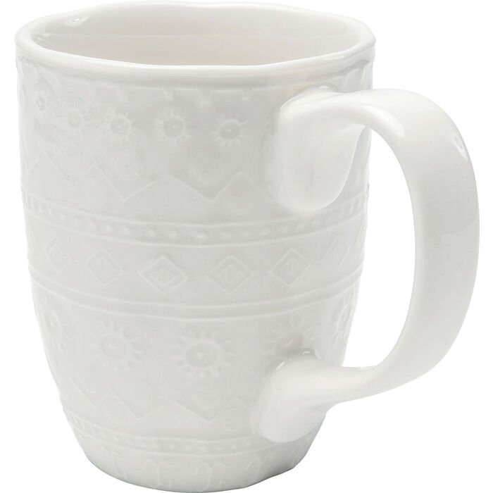 KARE DESIGN Karma krus, m. reliefmnster, rund - hvid keramik (H:9)