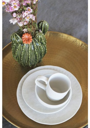 KARE DESIGN Karma krus, m. reliefmnster, rund - hvid keramik (H:9)