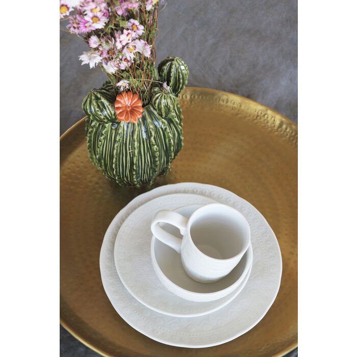 KARE DESIGN Karma krus, m. reliefmnster, rund - hvid keramik (H:9)