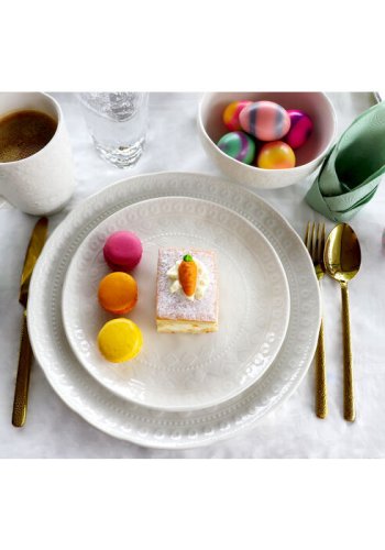 KARE DESIGN Karma krus, m. reliefmnster, rund - hvid keramik (H:9)