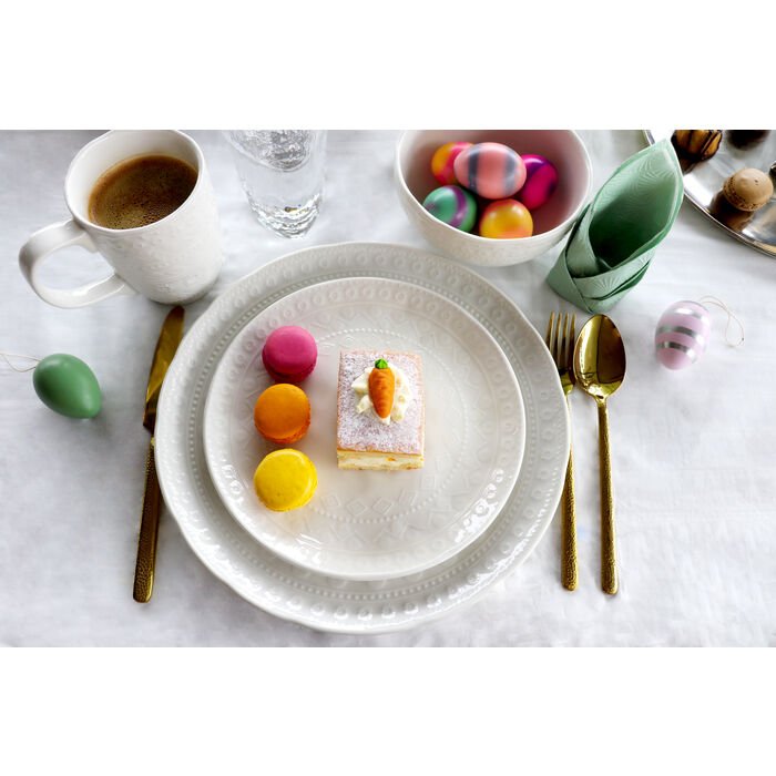 KARE DESIGN Karma krus, m. reliefmnster, rund - hvid keramik (H:9)