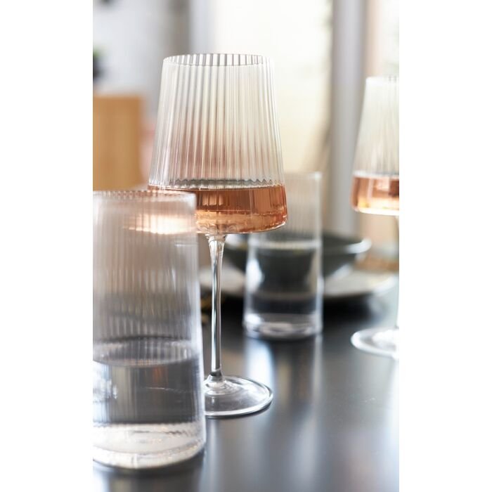 KARE DESIGN Riffle rdvinglas, m. riller - klar glas (H:25)