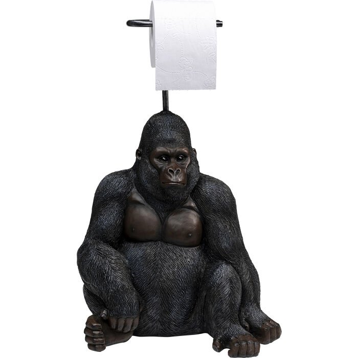 KARE DESIGN Sitting Monkey Gorilla toiletpapirholder - brun/sort polyresin (H:51)