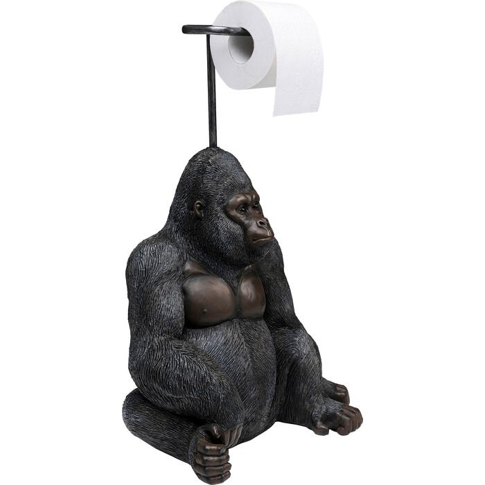 KARE DESIGN Sitting Monkey Gorilla toiletpapirholder - brun/sort polyresin (H:51)