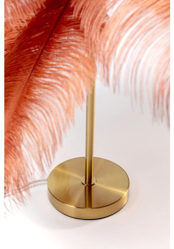 KARE DESIGN Feather Palm bordlampe - rustrd strudsefjer og messing stl