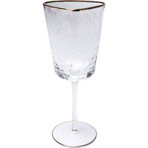 KARE DESIGN Hommage rdvinsglas, m. struktur og guldkant, hndlavet - klar glas (H:23,5)