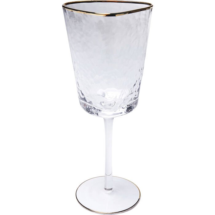 KARE DESIGN Hommage rdvinsglas, m. struktur og guldkant, hndlavet - klar glas (H:23,5)