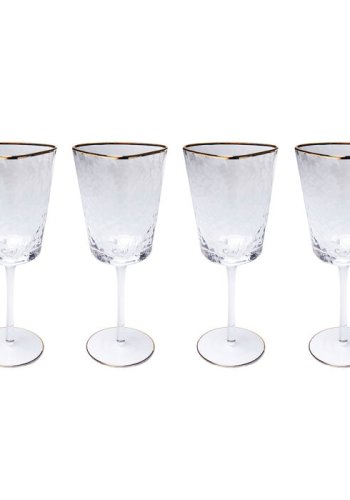 KARE DESIGN Hommage rdvinsglas, m. struktur og guldkant, hndlavet - klar glas (H:23,5)
