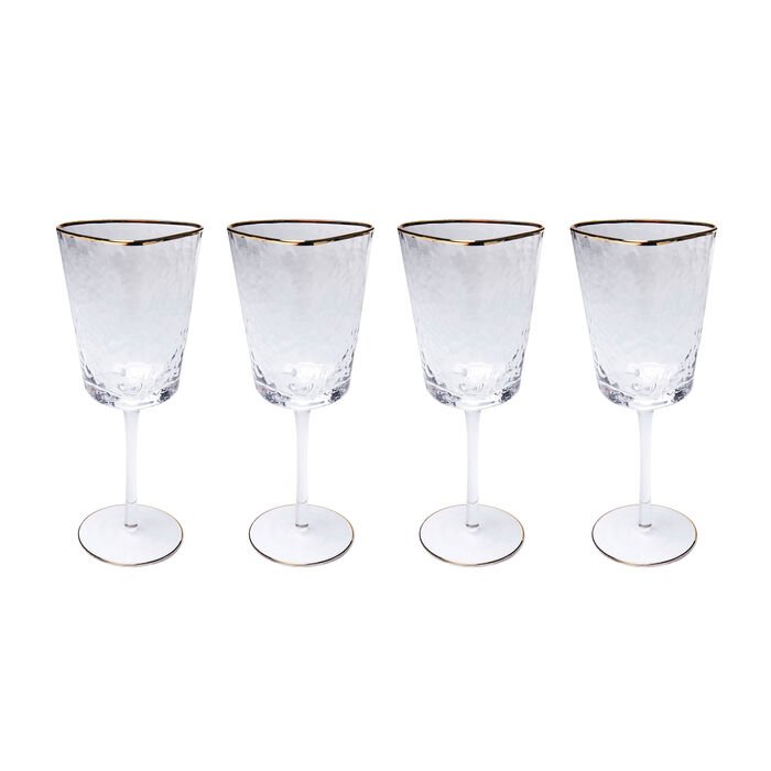 KARE DESIGN Hommage rdvinsglas, m. struktur og guldkant, hndlavet - klar glas (H:23,5)