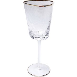 KARE DESIGN Hommage hvidvinsglas, m. struktur og guldkant, hndlavet - klar glas (H:22)